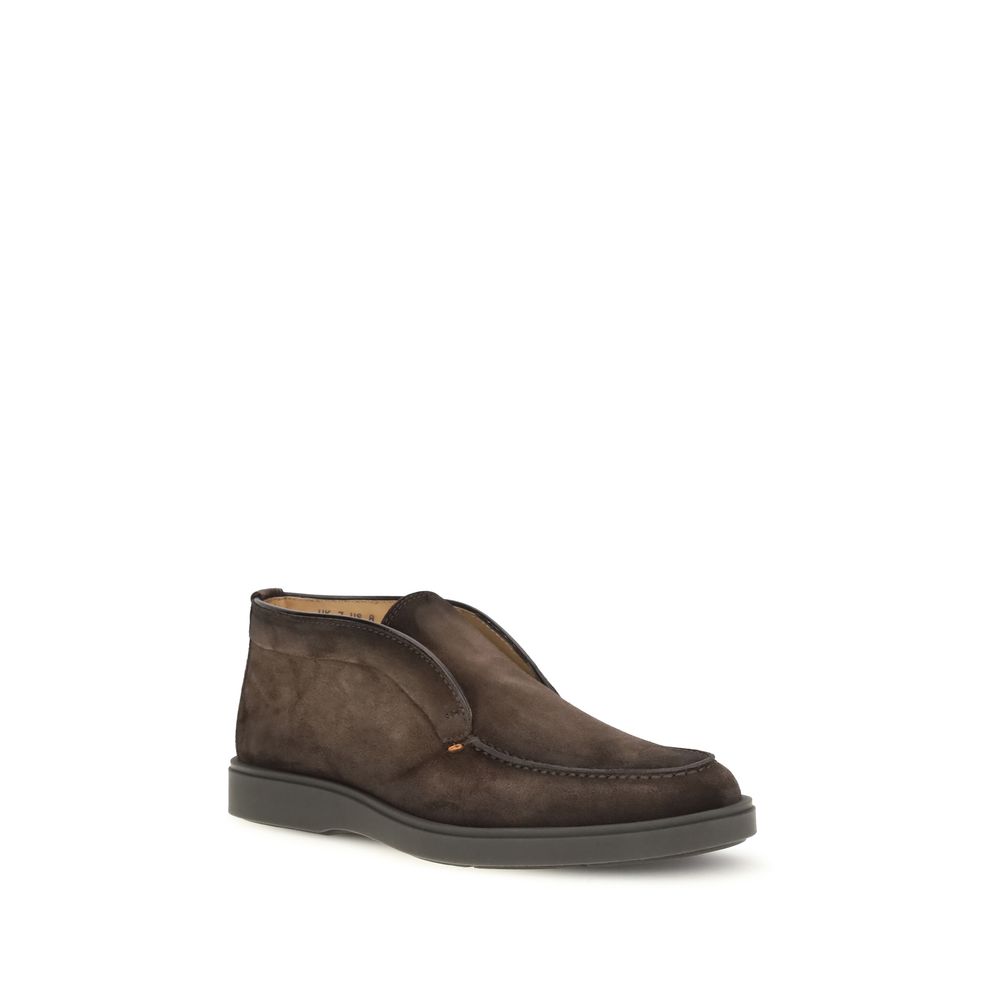 Santoni Brown Calf Leather Bos Taurus Ankle Boots - immagine 2