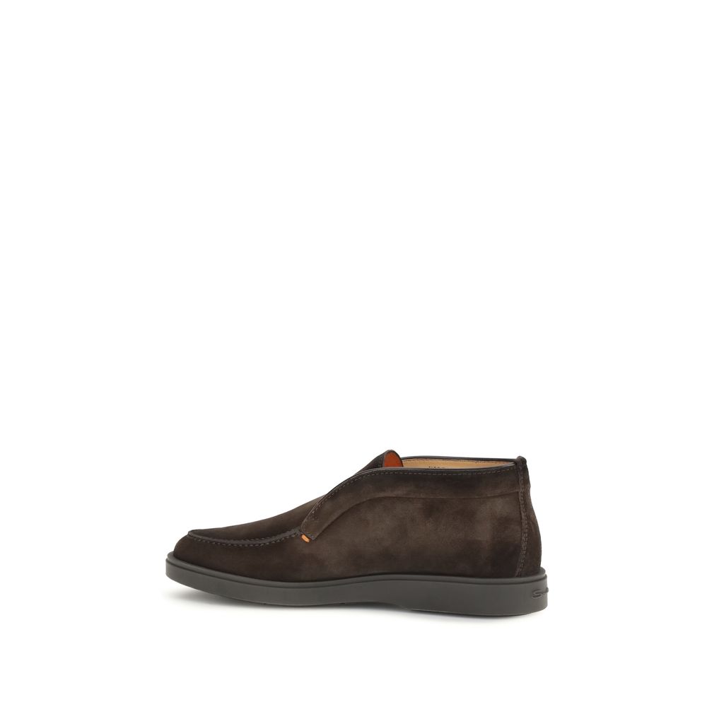 Santoni Brown Calf Leather Bos Taurus Ankle Boots - immagine 3