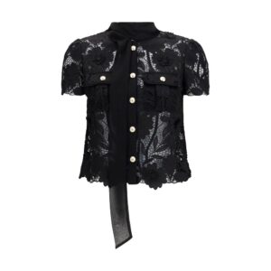 Self-Portrait Black Polyester Blouse