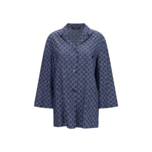 Gucci Blue Cotton Full-Length Jacket