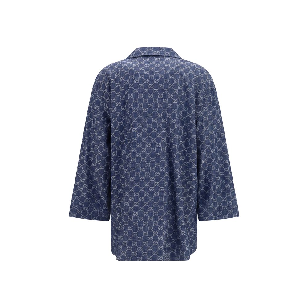 Gucci Blue Cotton Full-Length Jacket - immagine 2