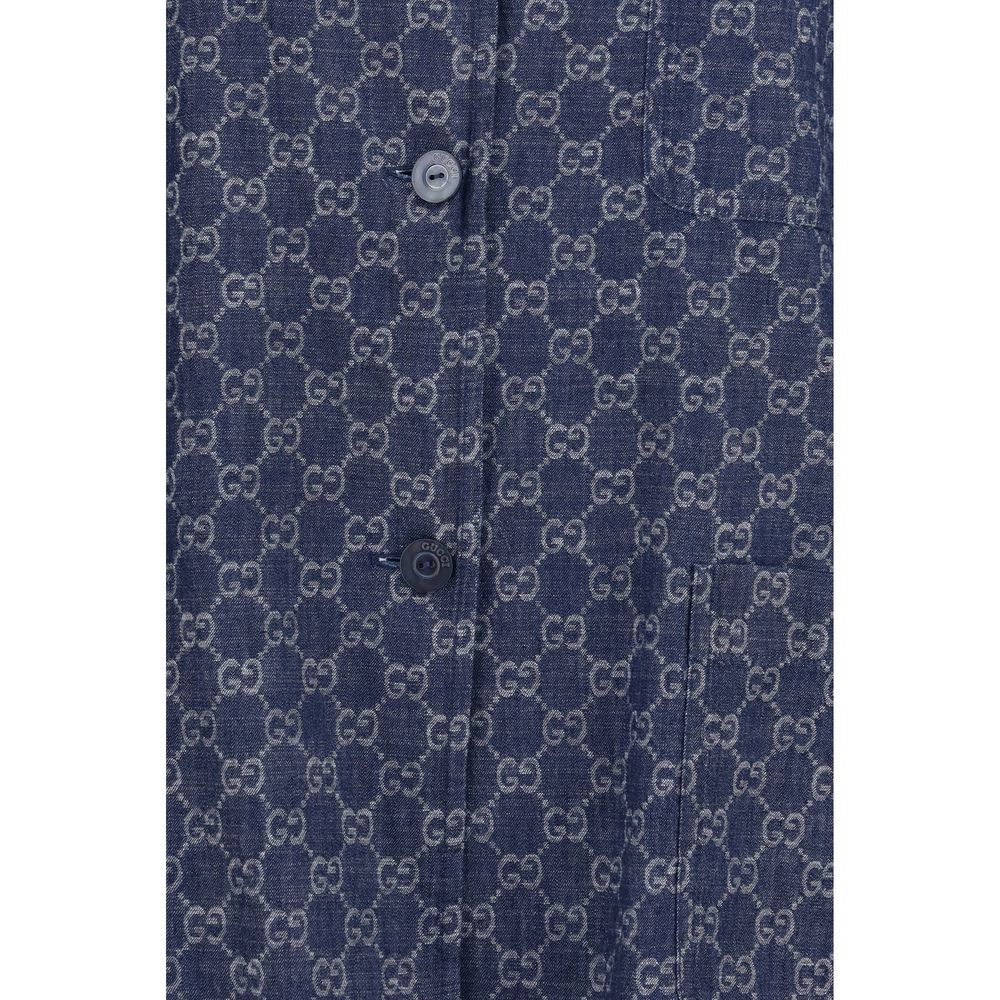 Gucci Blue Cotton Full-Length Jacket - immagine 3