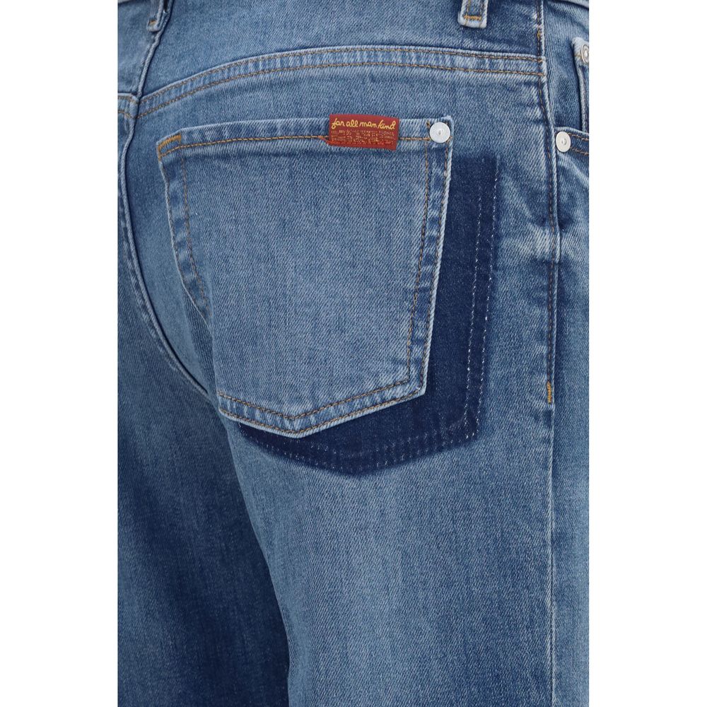 7FOR Blue Cotton Straight-Leg Jeans - immagine 3