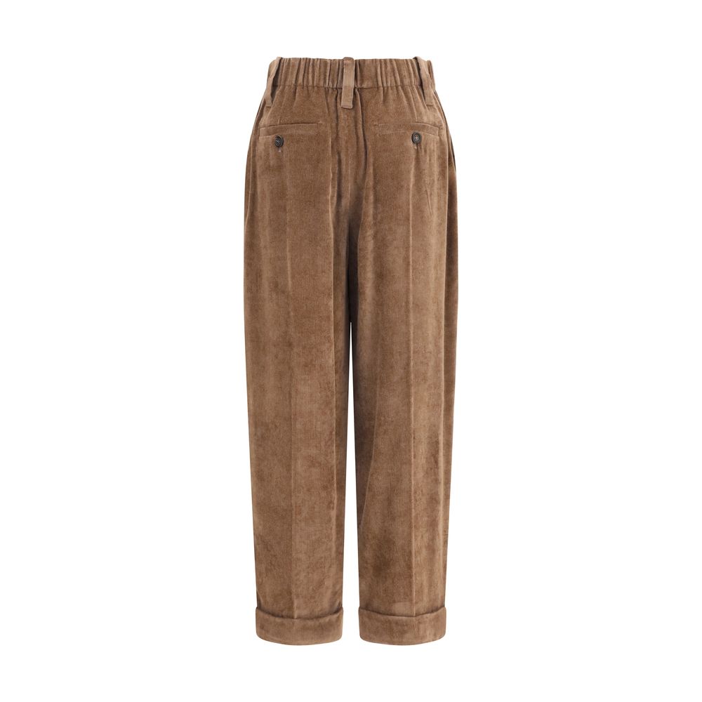 Brunello Cucinelli Brown Viscose Casual Pants - immagine 2