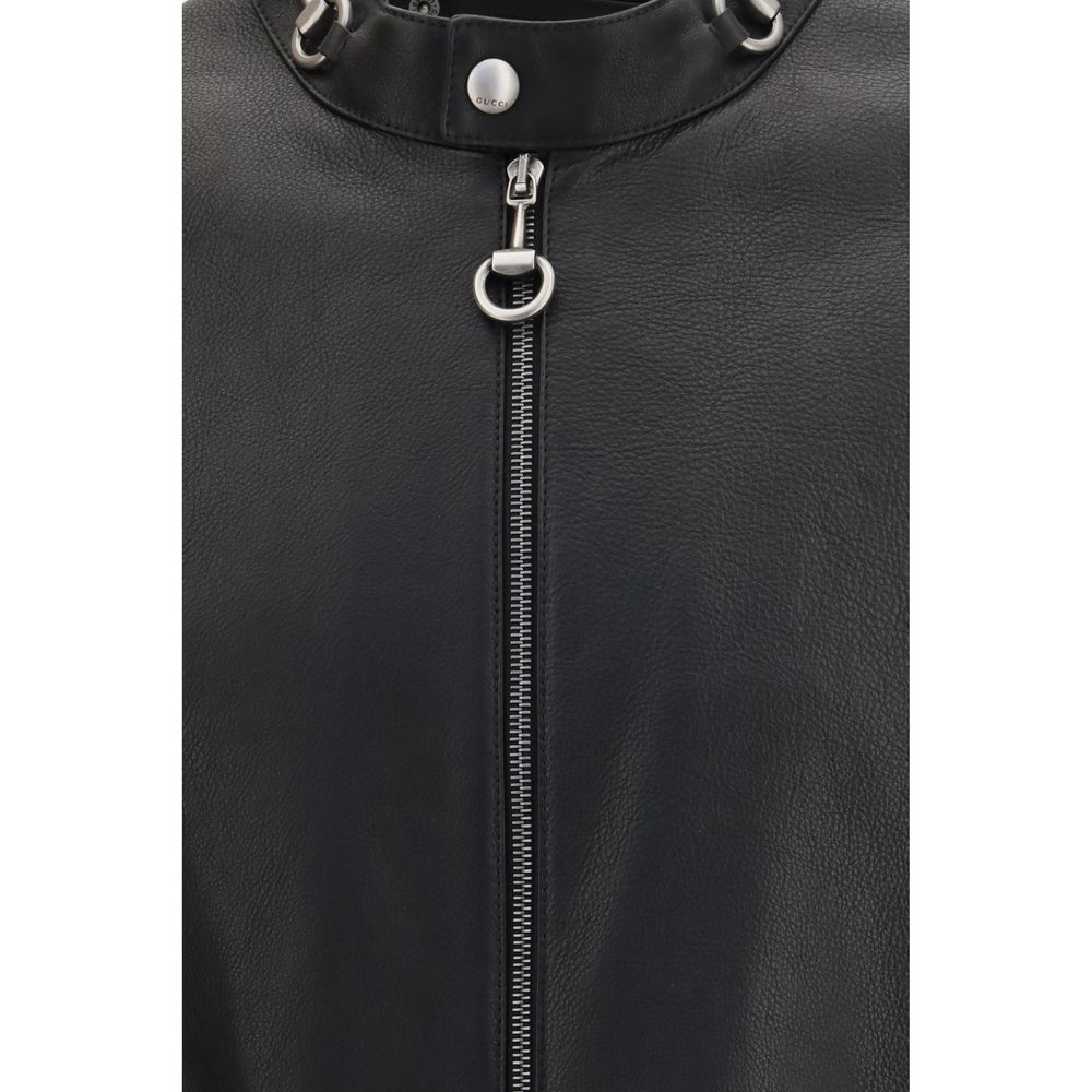 Gucci Black Calf Leather Bos Taurus Biker Jacket - immagine 3