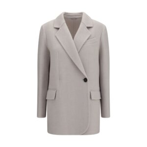Brunello Cucinelli White Wool Oves Aries Full-Length Jacket