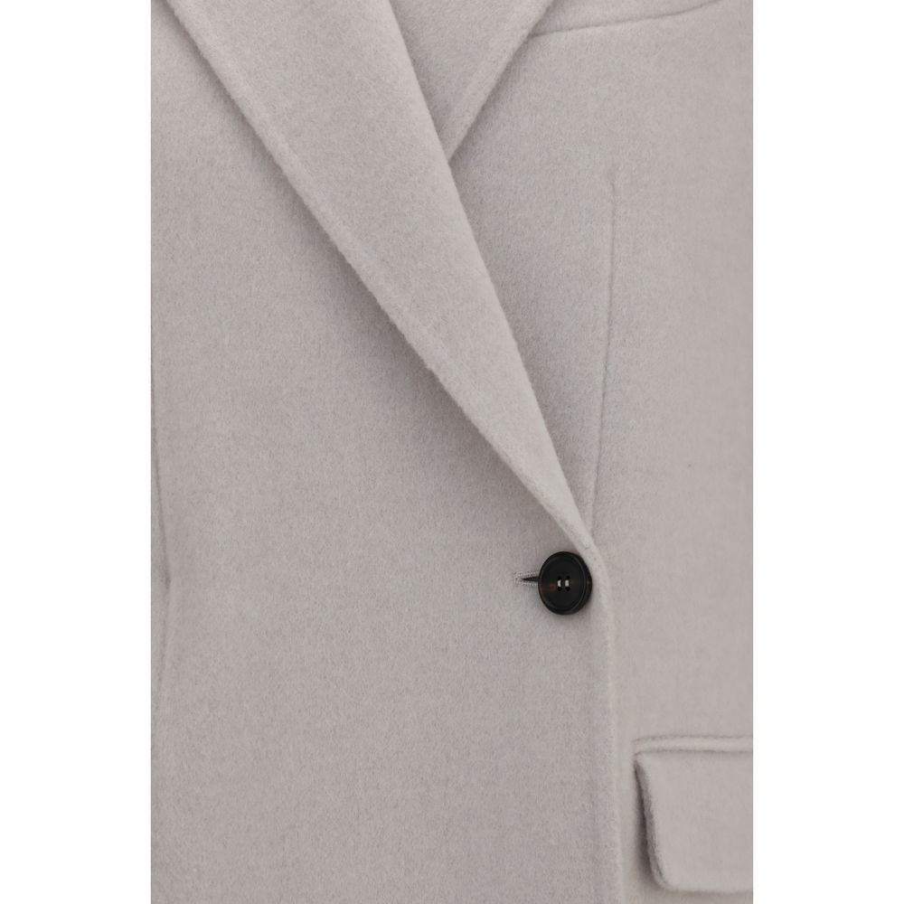 Brunello Cucinelli White Wool Oves Aries Full-Length Jacket - immagine 3