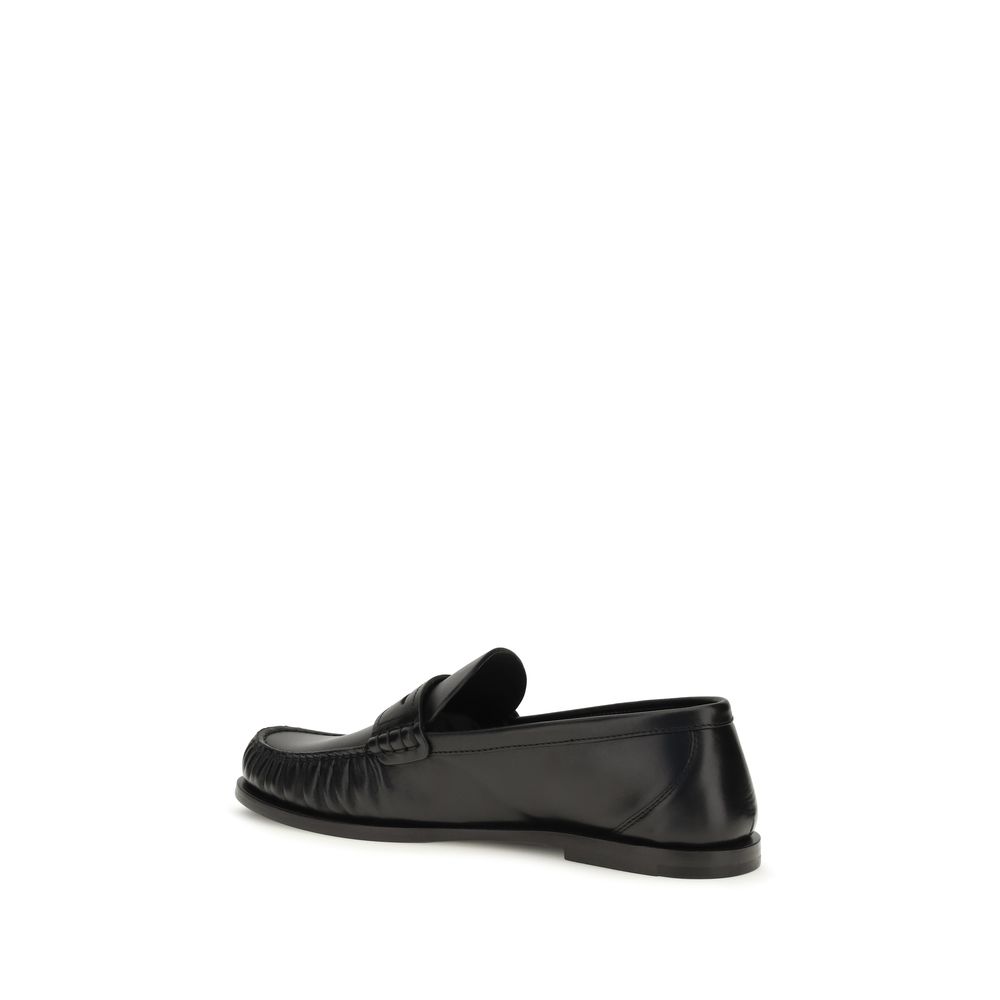 Saint Laurent Black Calf Leather Bos Taurus Slip-On Loafers - immagine 3