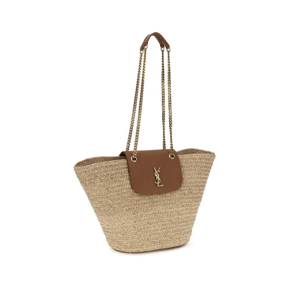 Saint Laurent Beige Raffia Shoulder Bag - immagine 2