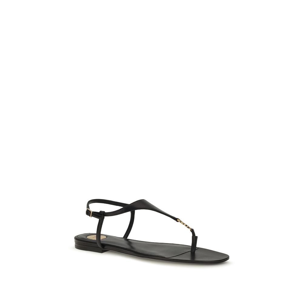 Saint Laurent Black Calf Leather Bos Taurus Flat Sandals - immagine 2