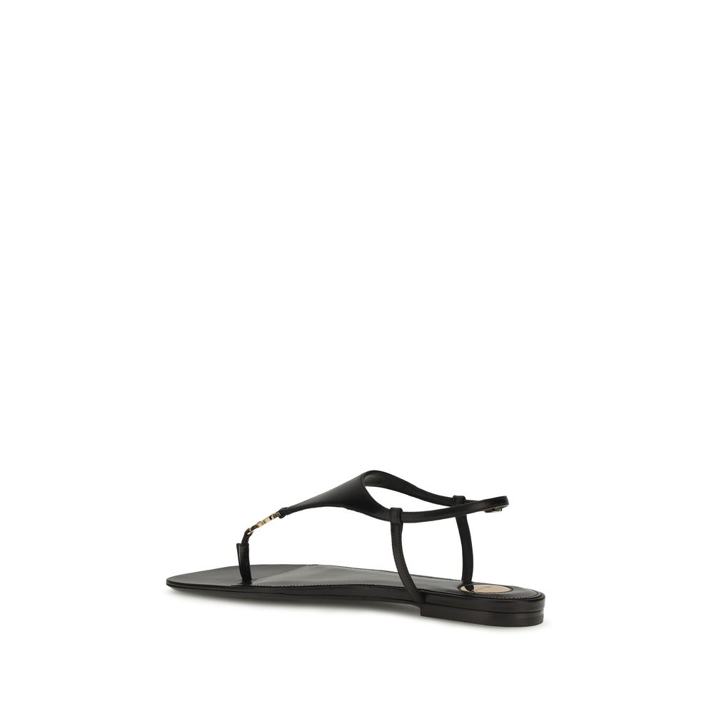 Saint Laurent Black Calf Leather Bos Taurus Flat Sandals - immagine 3