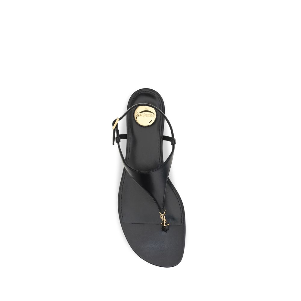 Saint Laurent Black Calf Leather Bos Taurus Flat Sandals - immagine 4