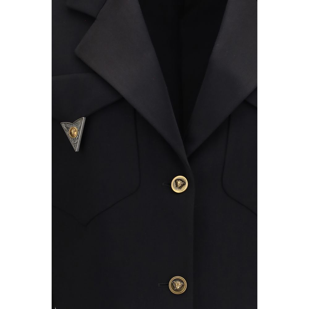 Versace Black Wool Oves Aries Blazer - immagine 3