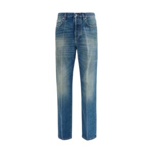 Versace Blue Cotton Straight-Leg Jeans
