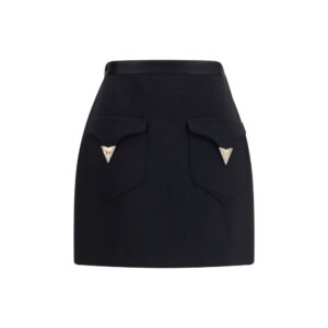 Versace Black Wool Oves Aries Mini Skirt