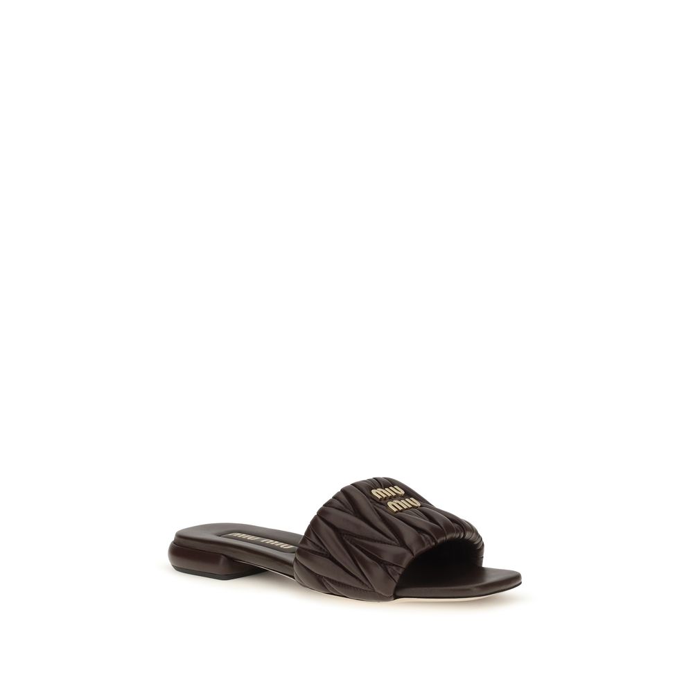 Miu Miu Brown Calf Leather Bos Taurus Flat Sandals - immagine 2