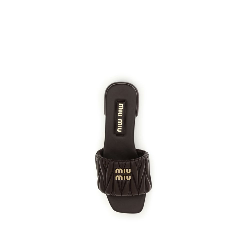 Miu Miu Brown Calf Leather Bos Taurus Flat Sandals - immagine 4