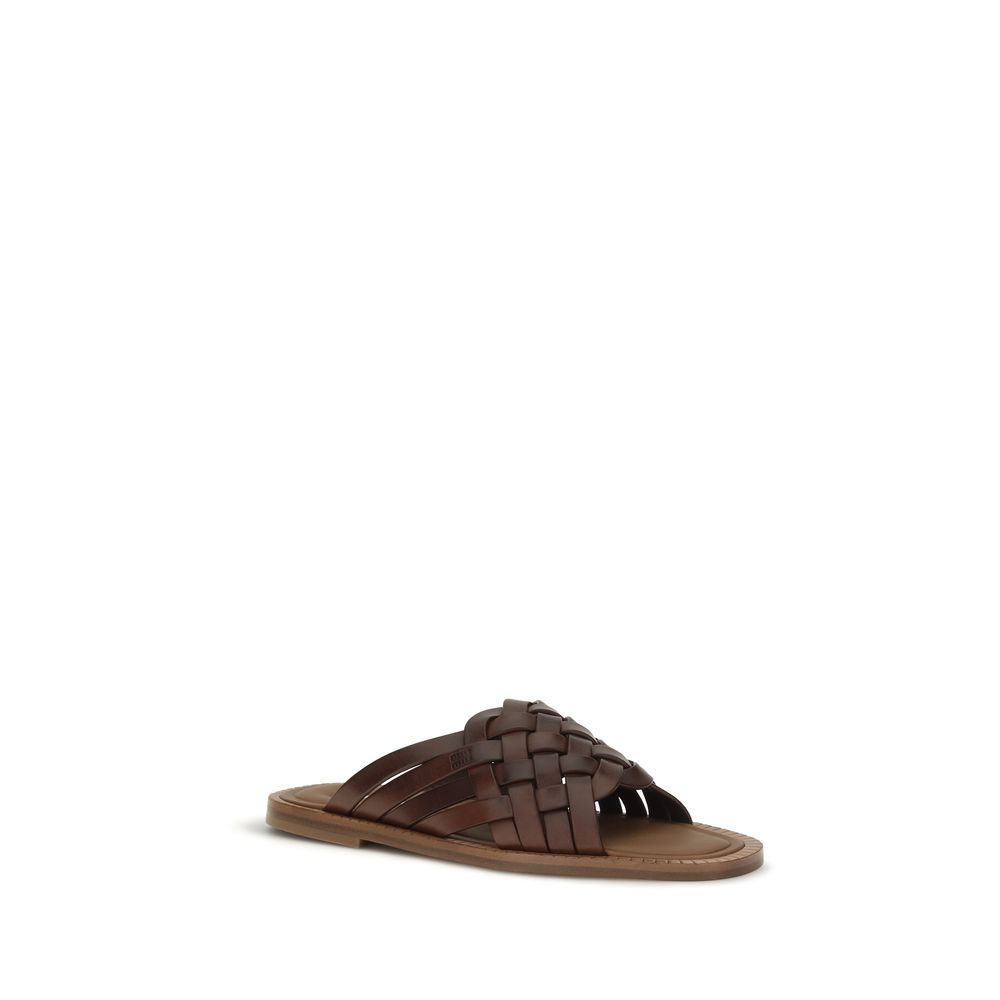 Miu Miu Brown Calf Leather Bos Taurus Flat Sandals - immagine 2