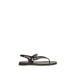 Chloé Black Calf Leather Bos Taurus Flat Sandals