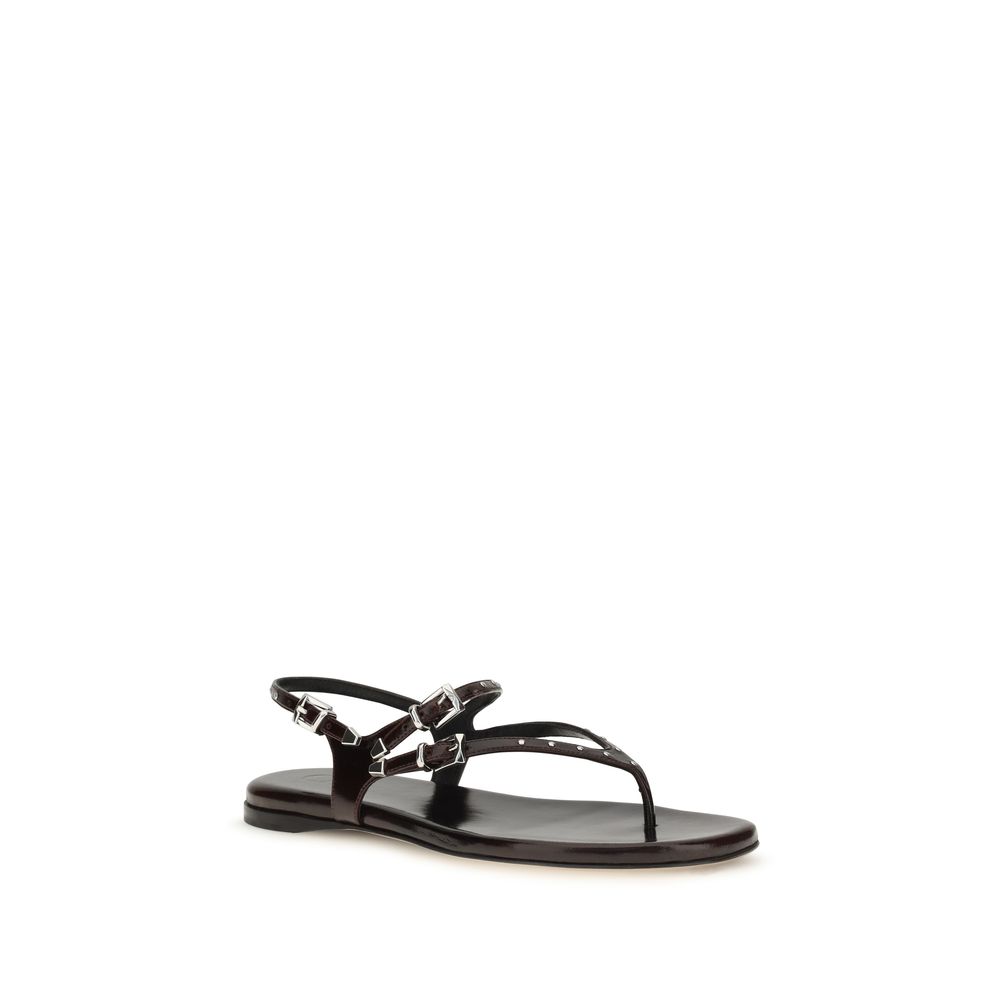 Chloé Black Calf Leather Bos Taurus Flat Sandals - immagine 2