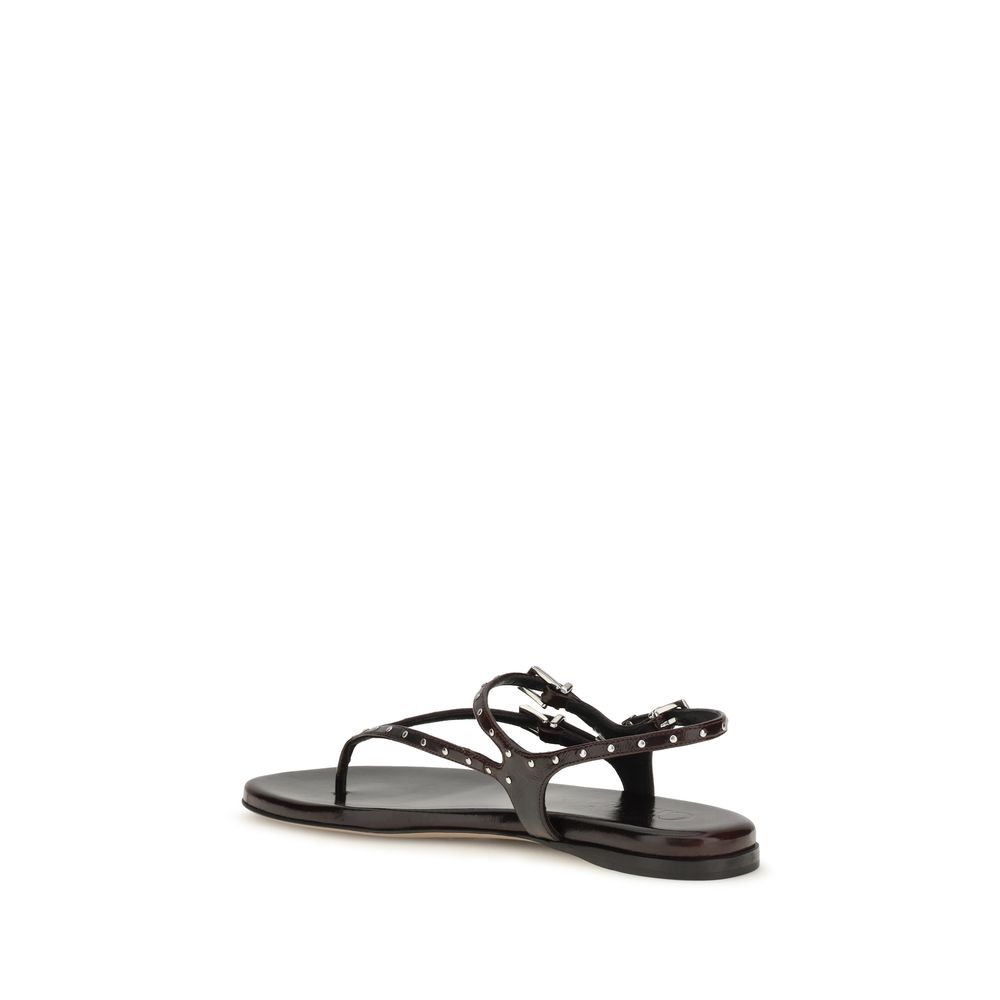 Chloé Black Calf Leather Bos Taurus Flat Sandals - immagine 3