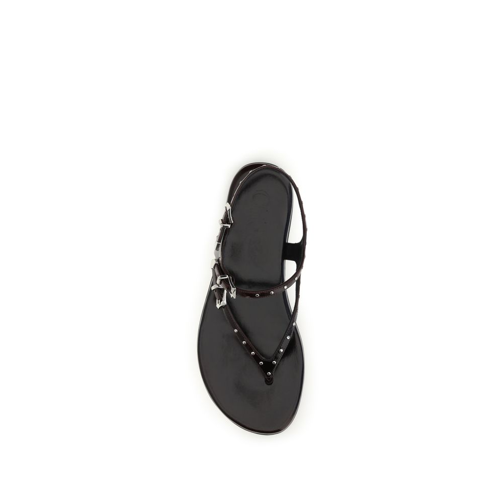 Chloé Black Calf Leather Bos Taurus Flat Sandals - immagine 4