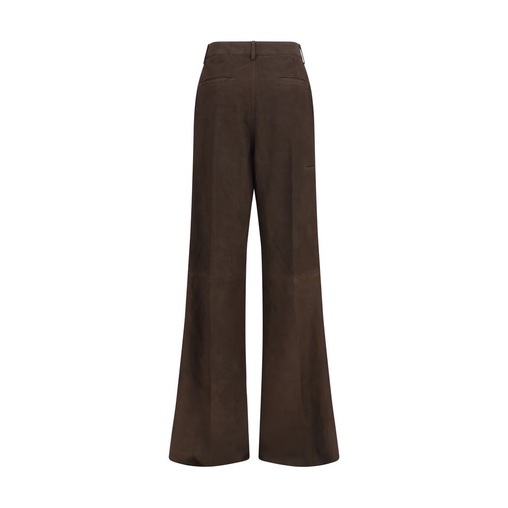 Rick Owens Brown Calf Leather Bos Taurus Casual Pants - immagine 2