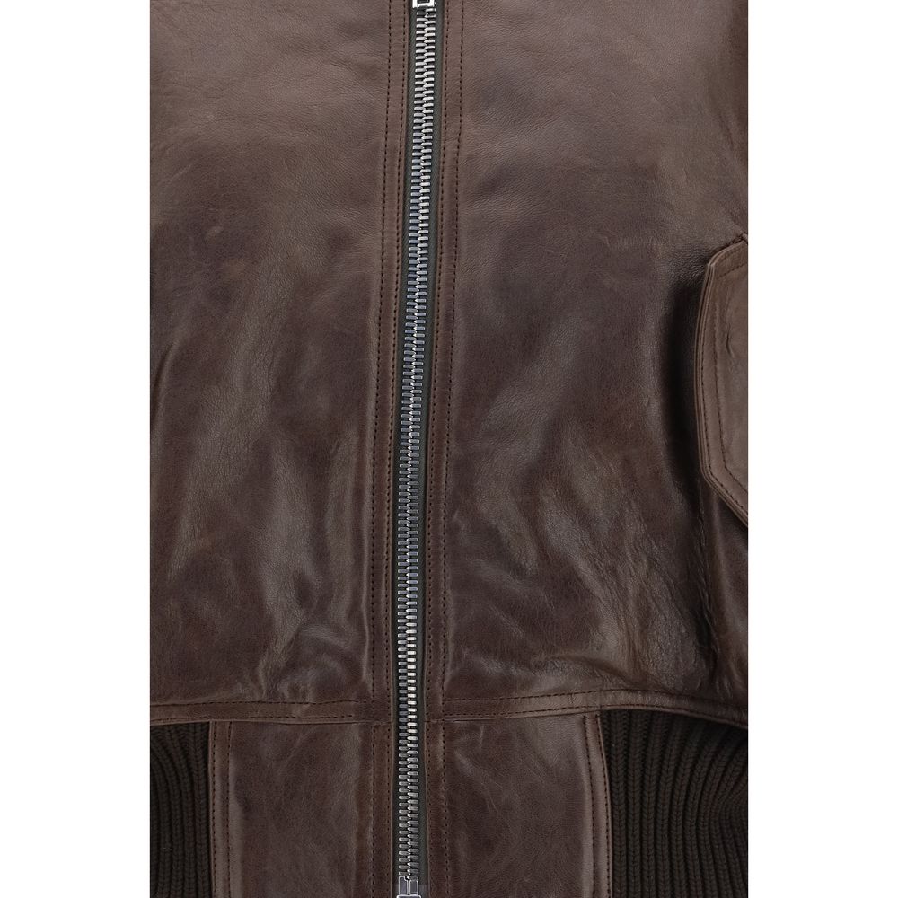 Rick Owens Brown Calf Leather Bos Taurus Bomber - immagine 3