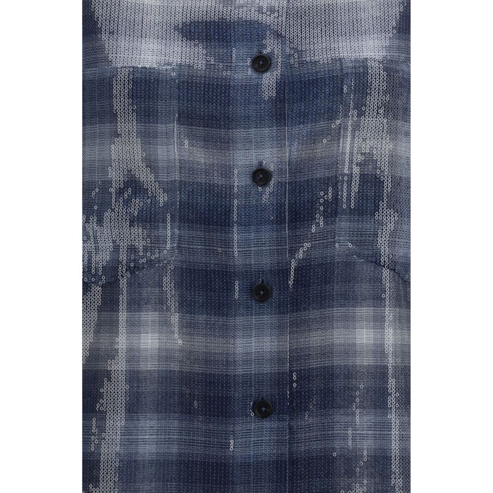PINKO Blue Polyester Pattern Shirt - immagine 3