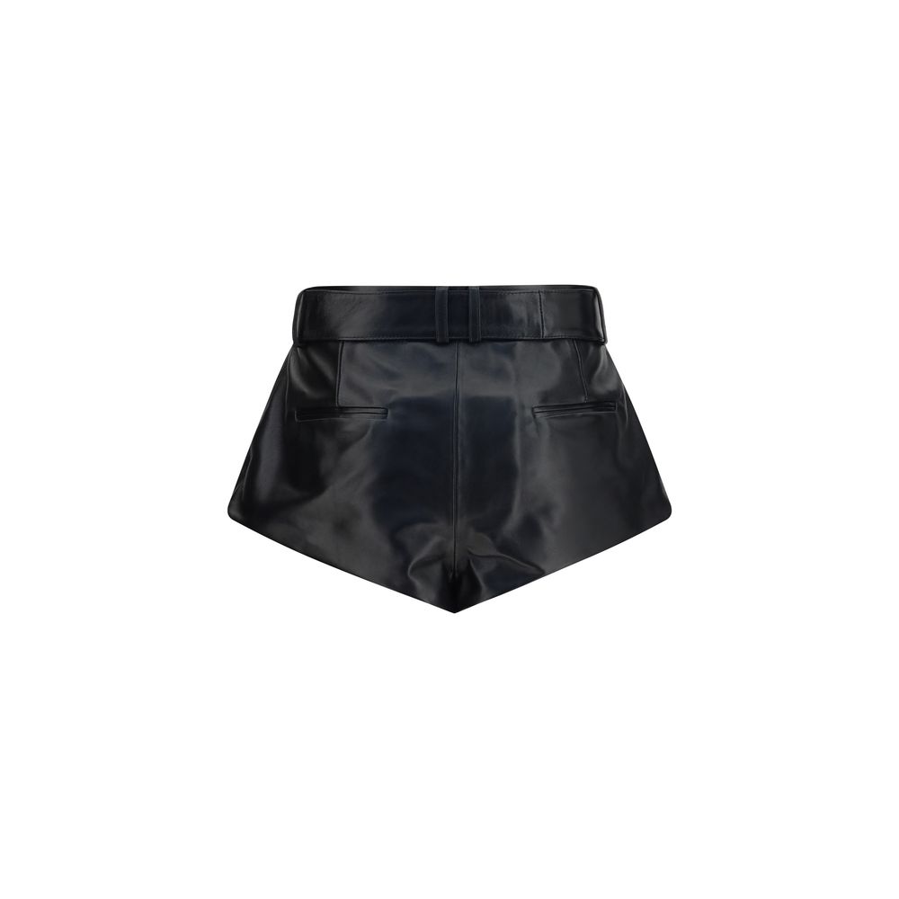 Magda Butrym Black Lambskin Bermuda Shorts - immagine 2