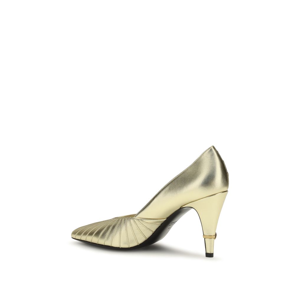 Versace Gold Calf Leather Bos Taurus High Heel Pumps - immagine 3