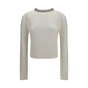 PINKO White Wool Oves Aries Sweatshirt
