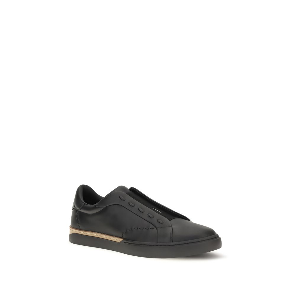 Fendi Black Calf Leather Bos Taurus Sneakers - immagine 2