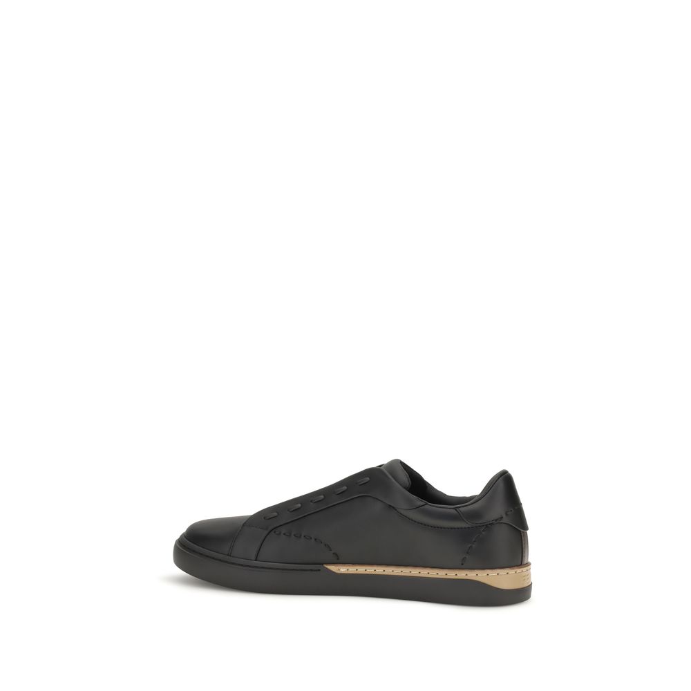 Fendi Black Calf Leather Bos Taurus Sneakers - immagine 3