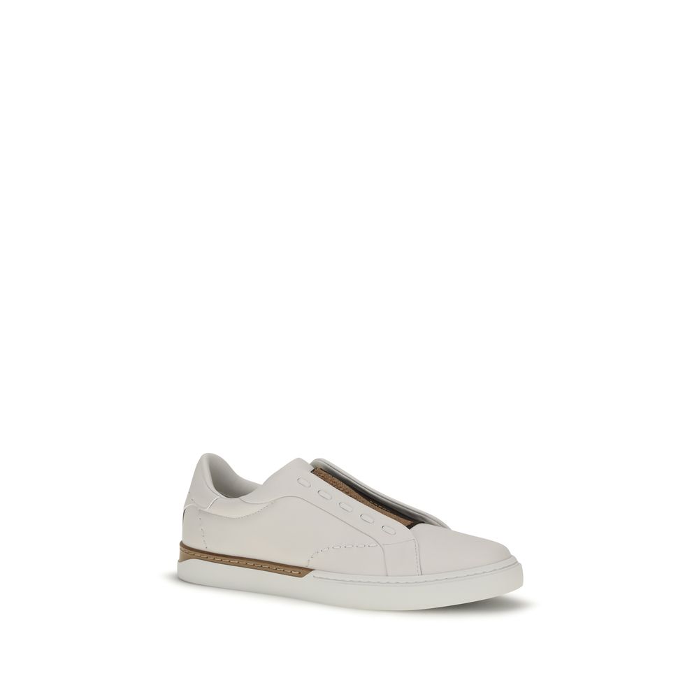 Fendi White Calf Leather Bos Taurus Low Top Sneakers - immagine 2