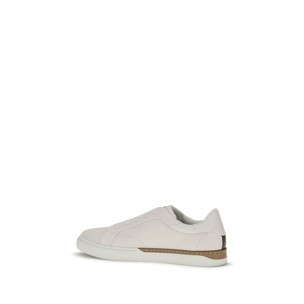 Fendi White Calf Leather Bos Taurus Low Top Sneakers - immagine 3