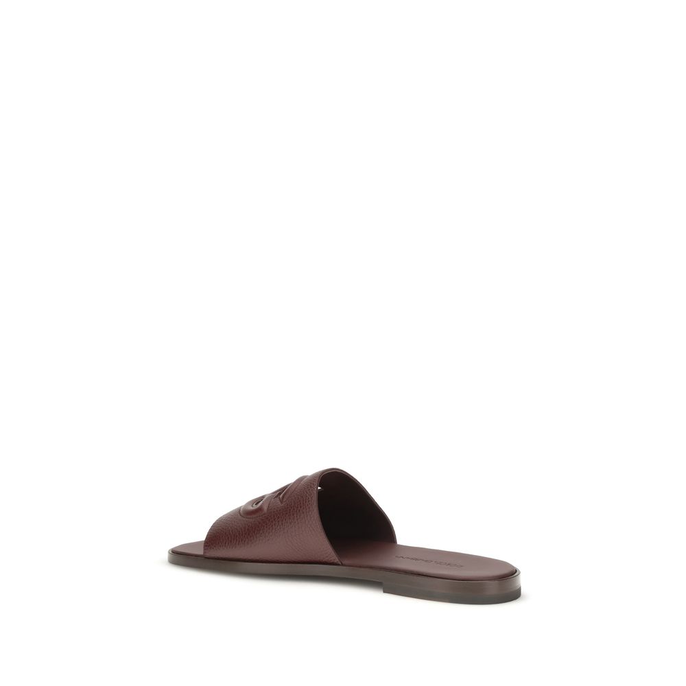 Dolce & Gabbana Brown Calf Leather Bos Taurus Flat Sandals - immagine 3