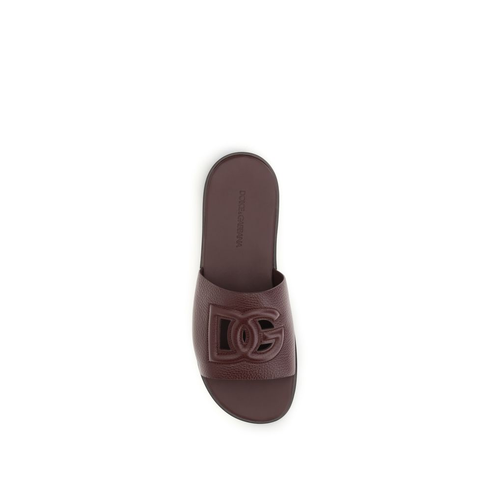 Dolce & Gabbana Brown Calf Leather Bos Taurus Flat Sandals - immagine 4