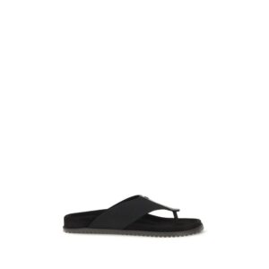 Dolce & Gabbana Black Polyester Flip-Flop Sandals