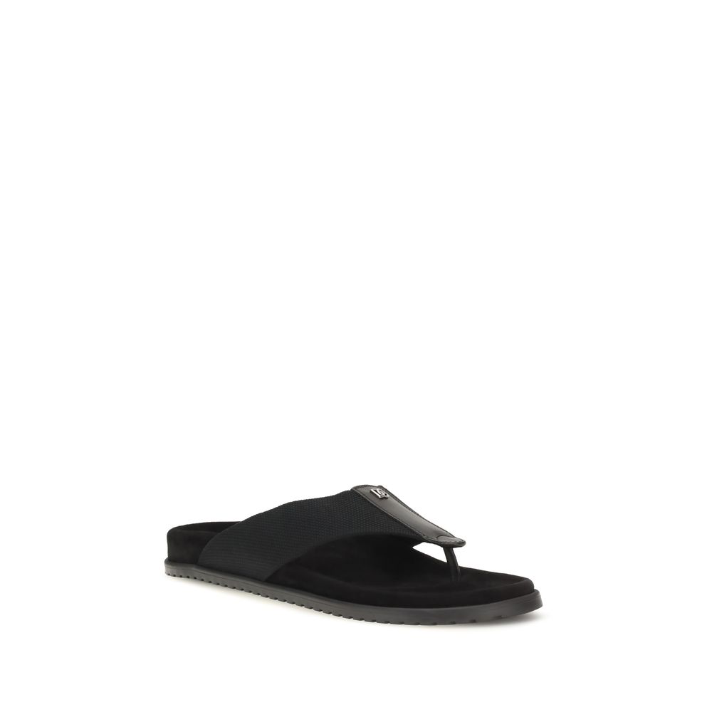 Dolce & Gabbana Black Polyester Flip-Flop Sandals - immagine 2