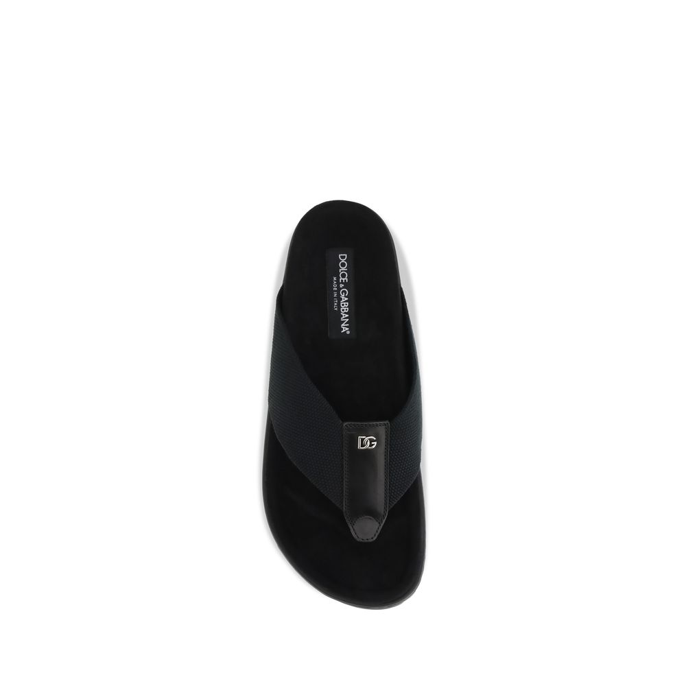 Dolce & Gabbana Black Polyester Flip-Flop Sandals - immagine 4
