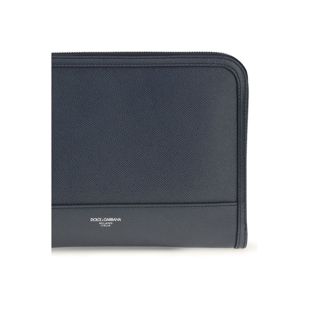 Dolce & Gabbana Blue Calf Leather Bos Taurus Clutch Bag - immagine 3