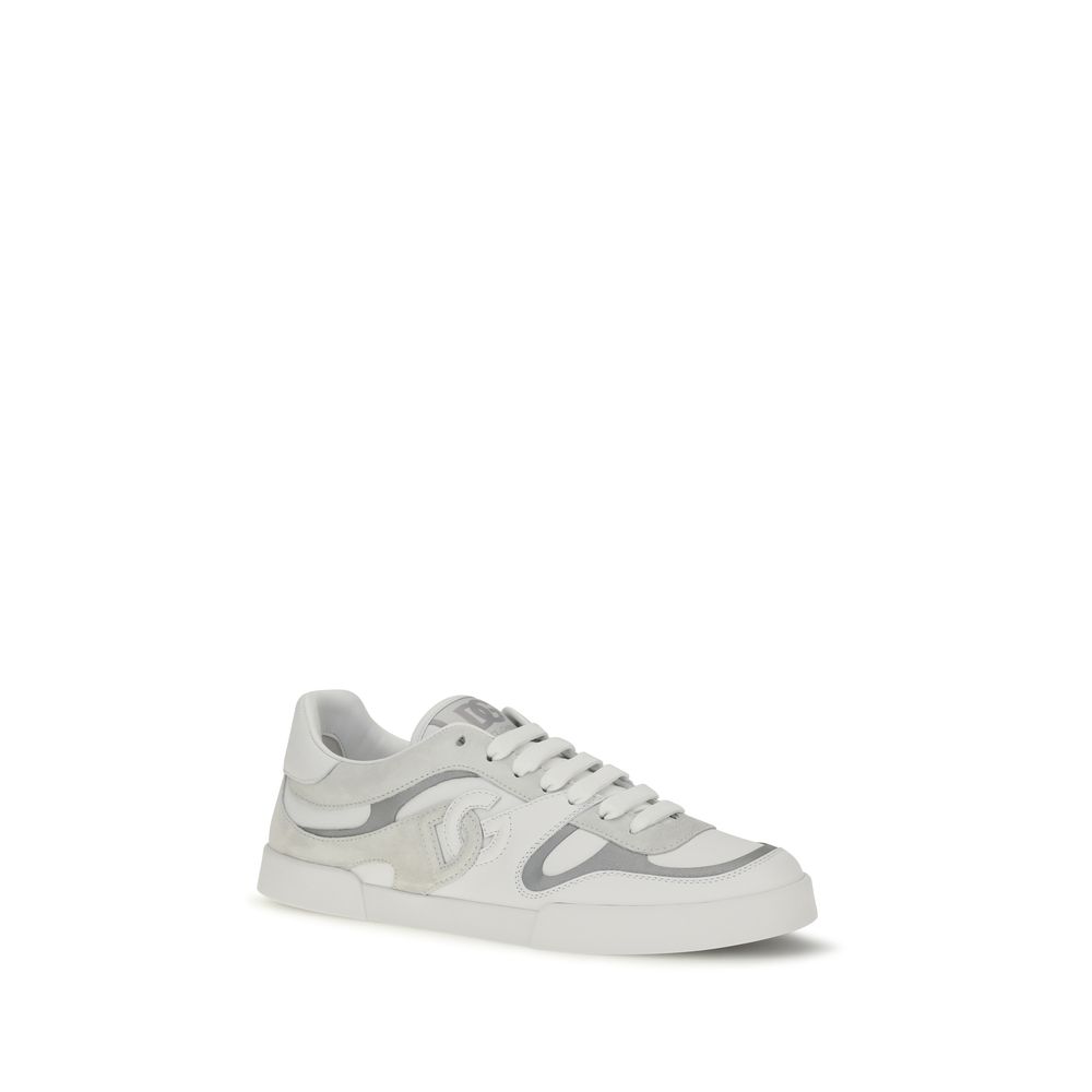 Dolce & Gabbana White Calf Leather Bos Taurus Low Top Sneakers - immagine 2