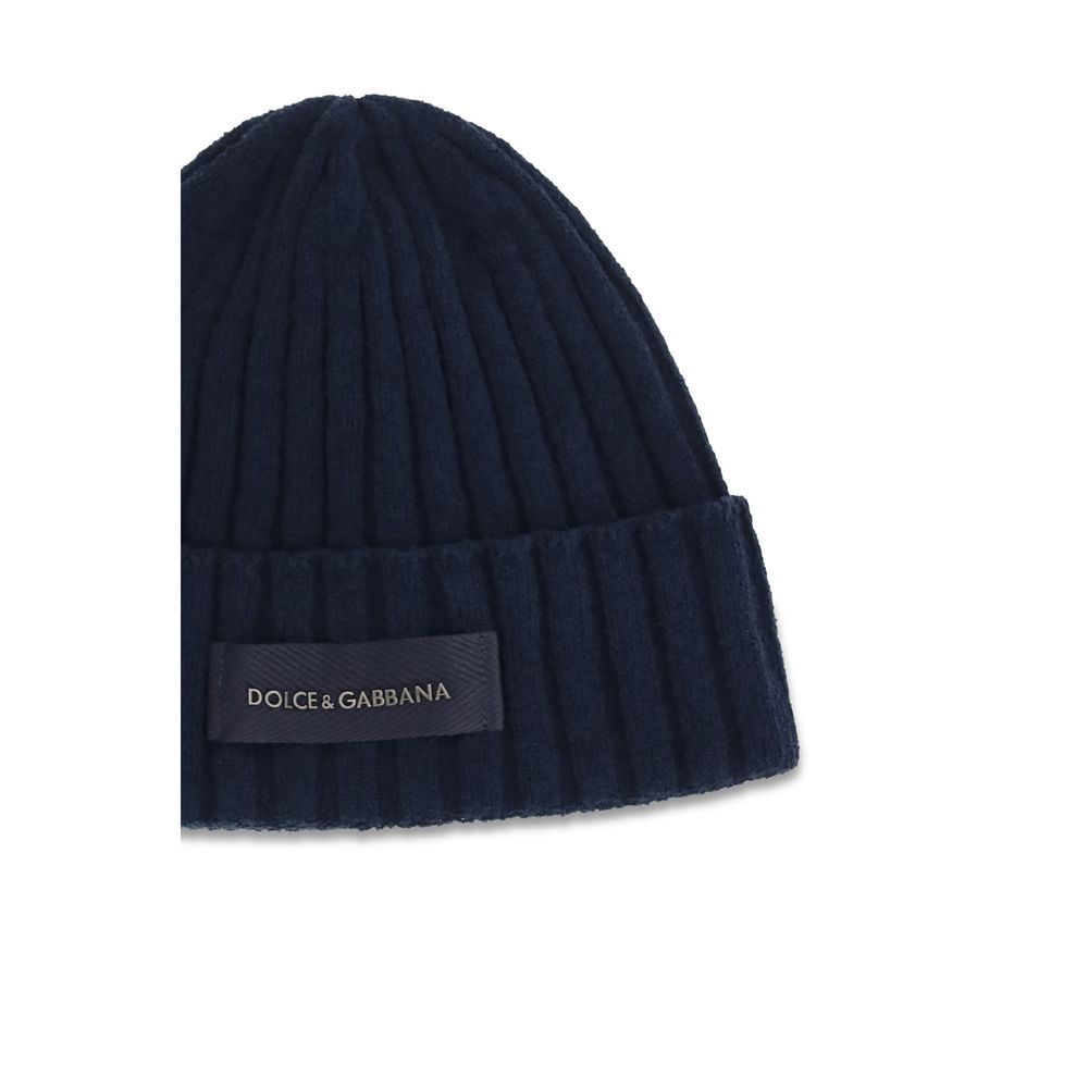 Dolce & Gabbana Blue Wool Oves Aries Beanie - immagine 3