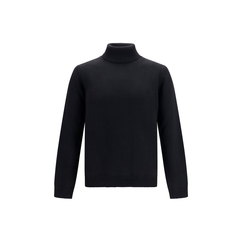 Roberto Collina Black Wool Oves Aries Turtleneck