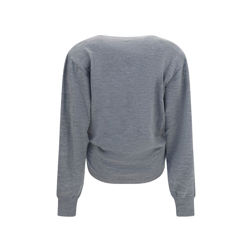 Magda Butrym Gray Wool Oves Aries Long Sleeve T-Shirt - immagine 2
