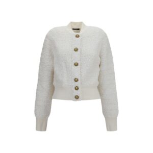 Balmain White Viscose Bomber
